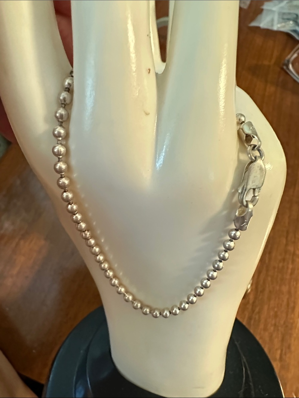 Vintage‎ 925 Silver Bead Chain Bracelet made in Italy